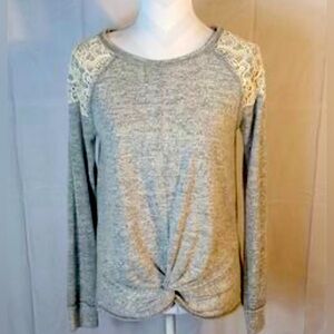 Rewind Gray Women's Top with Lace Detail